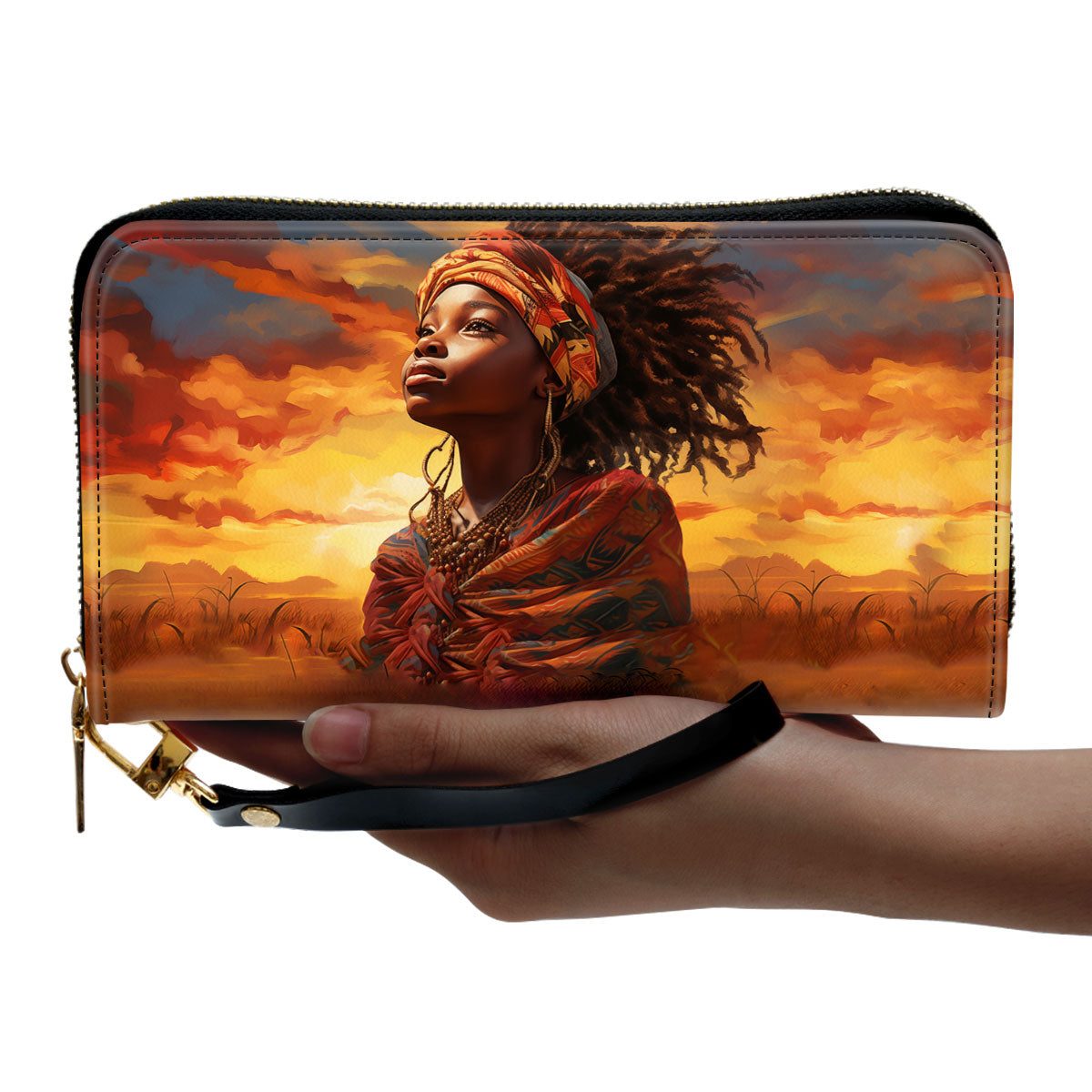 AfroArt "Dreaming" -  Leather Clutch Purse MB68