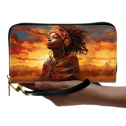 AfroArt "Dreaming" -  Leather Clutch Purse MB68