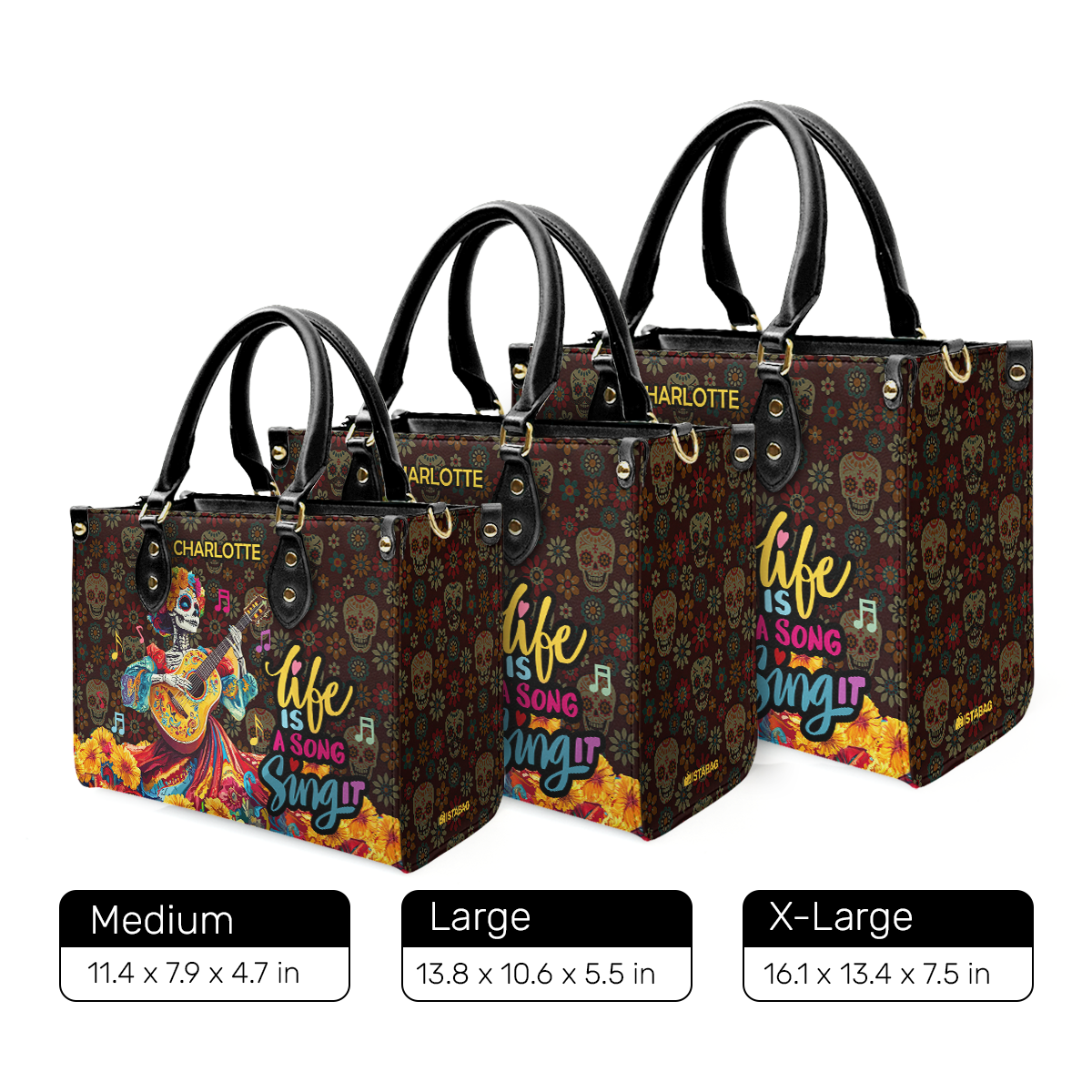 Life Is A Song Sing It - Personalized Leather Handbag SBLHBLM2772L