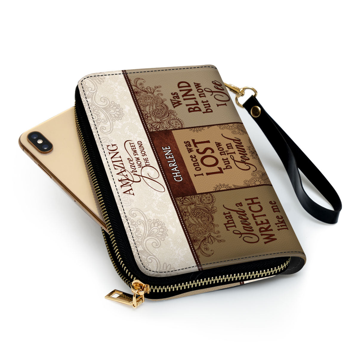 Amazing Grace - Personalized Leather Clutch Purse MB49