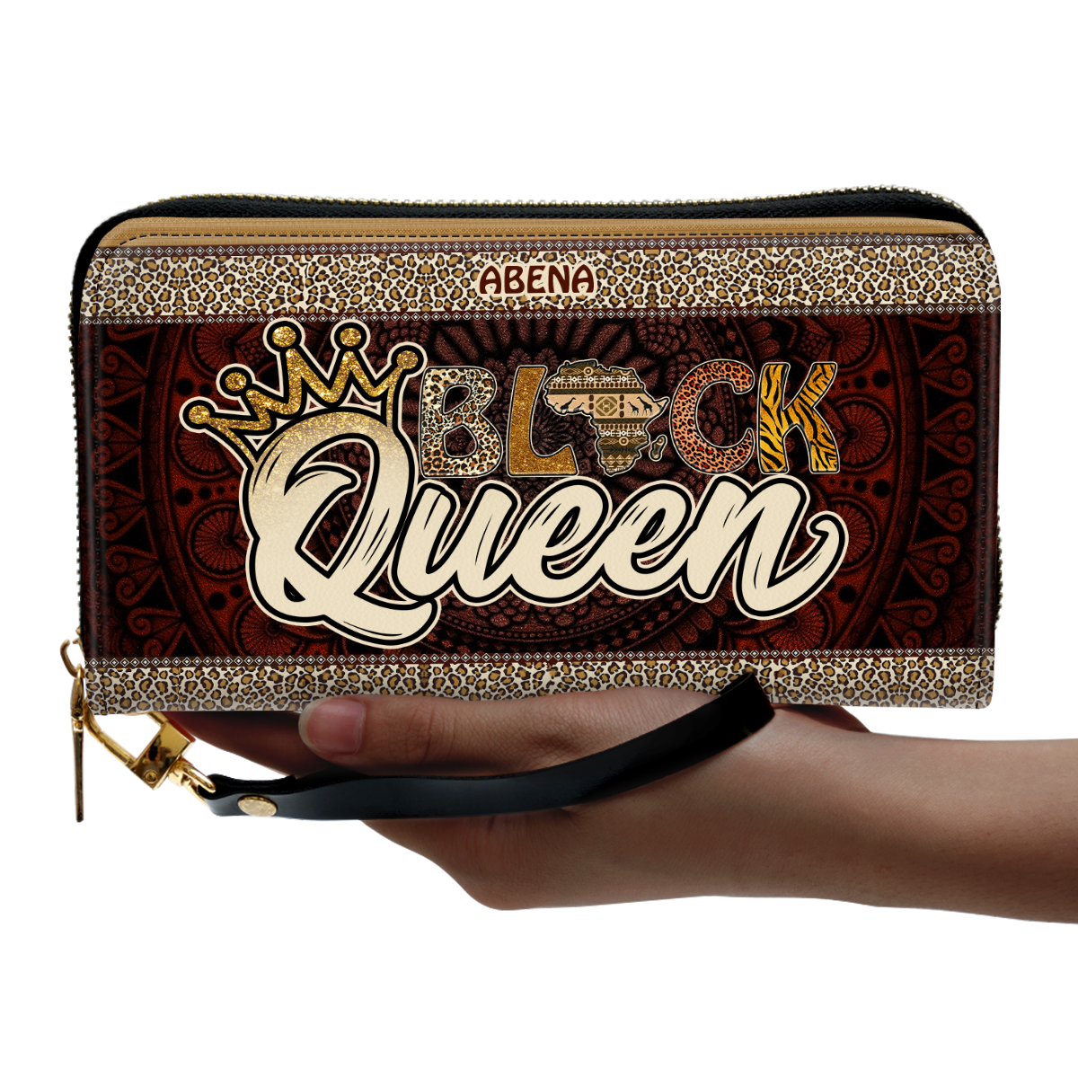 Black Queen - Personalized Leather Clutch Purse