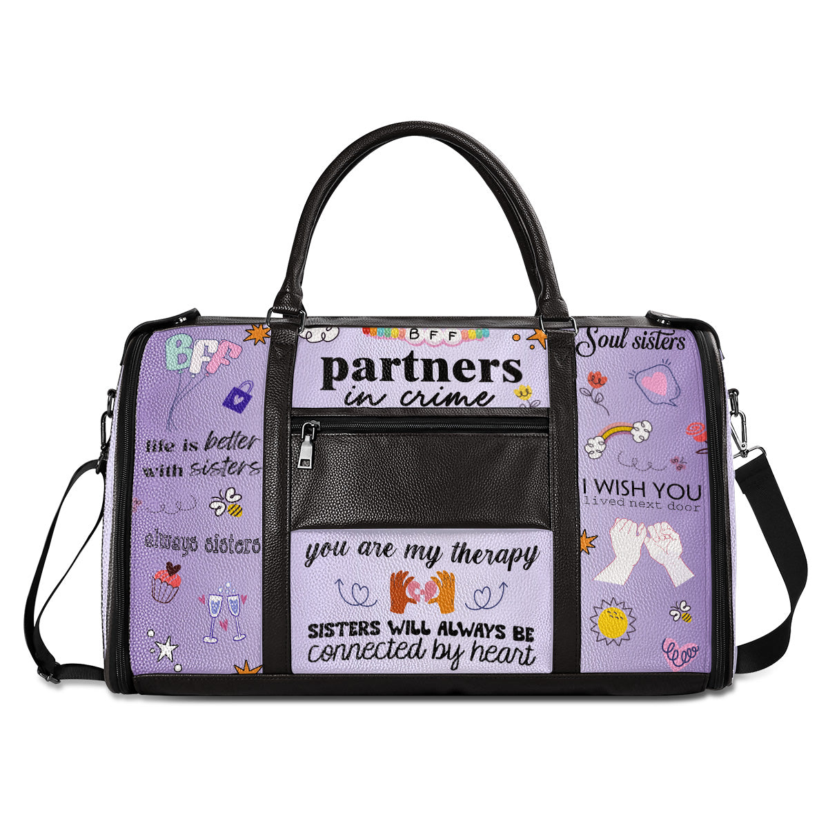 Sisters Forever - Personalized Leather Duffle Bag