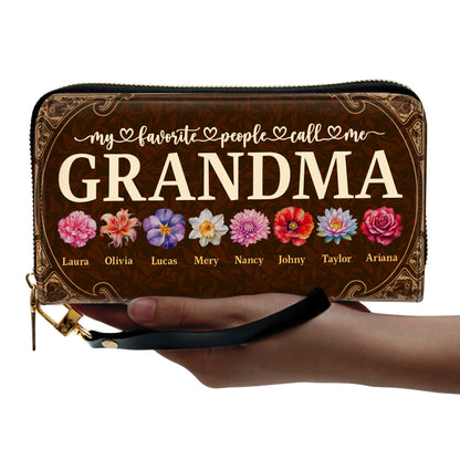 Blessed To Be Called Grandma - Personalized Leather Clutch Purse SBCPLTU2571D