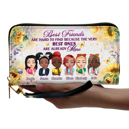 Best Friends Are Hard To Find - Personalized Leather Clutch Purse