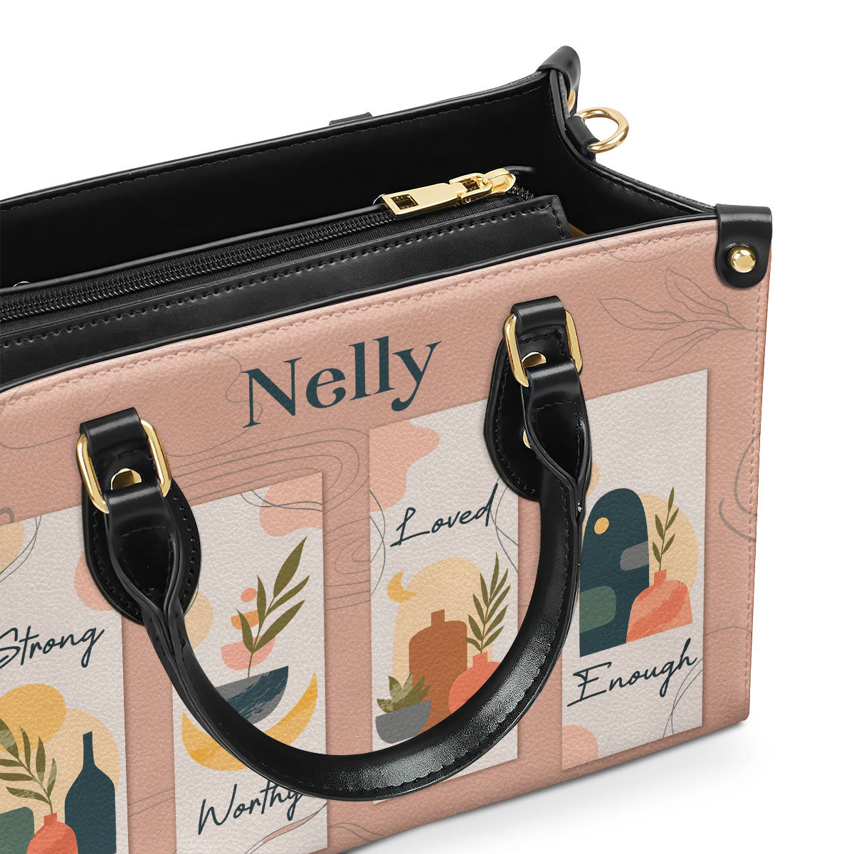 Strong Worthy Loved Enough - Personalized Leather Handbag SBN06