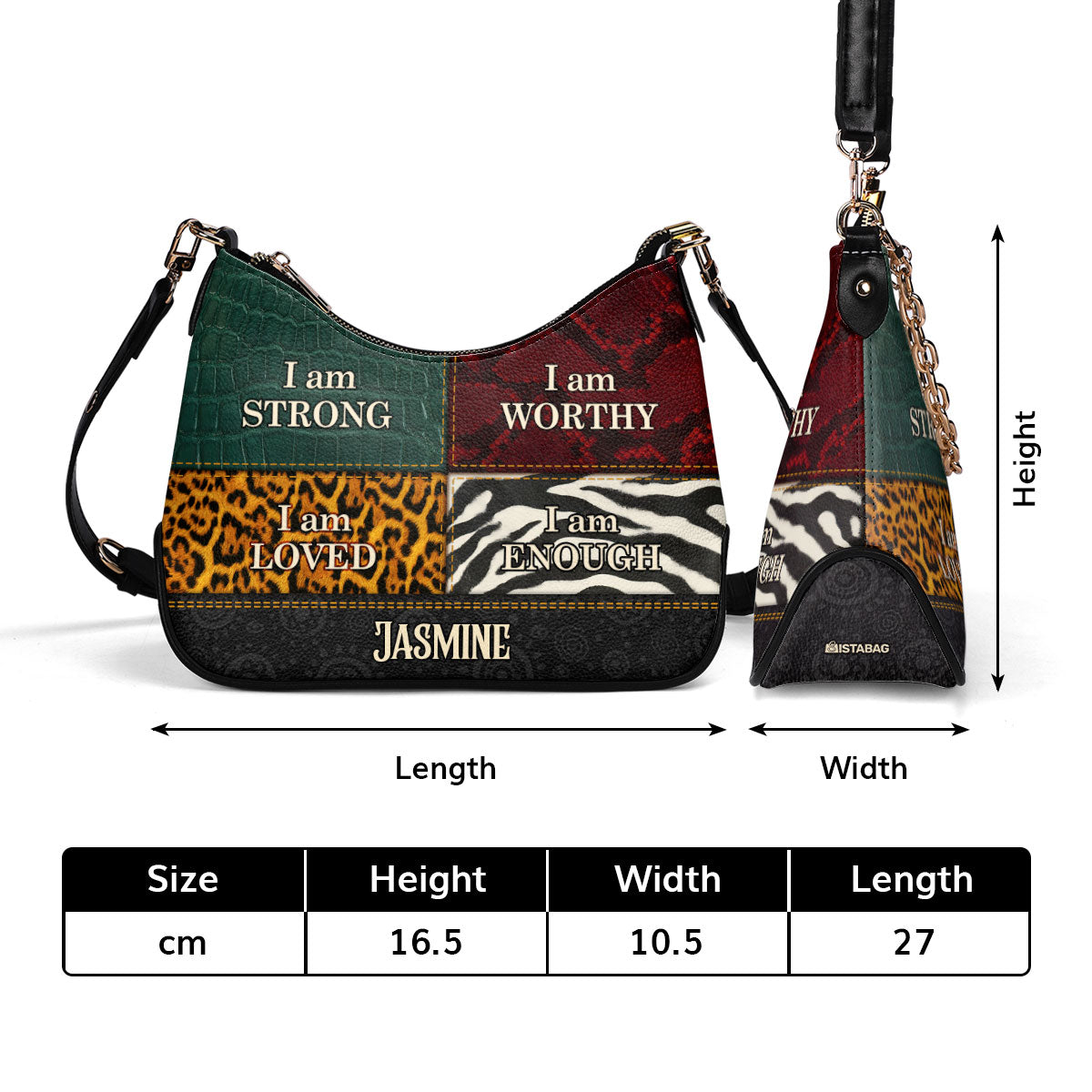 I Am Strong, Worthy, Loved, Enough - Personalized Chain Shoulder Bag SB08