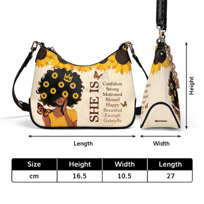 She is Confident, Strong - Personalized Chain Shoulder Bag SB12