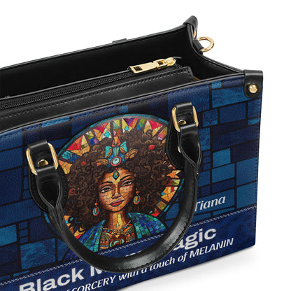 BLACK MOM MAGIC - Personalized Leather Handbag - SB14A