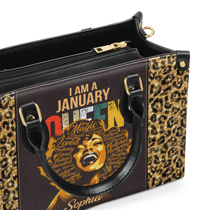 I Am A Queen - Personalized Leather Handbag STB12