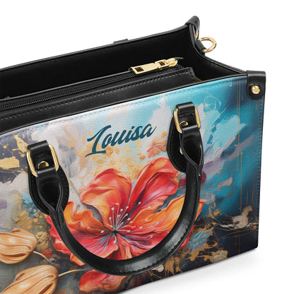 Flamboyant Flower - Personalized Leather Handbag STB131