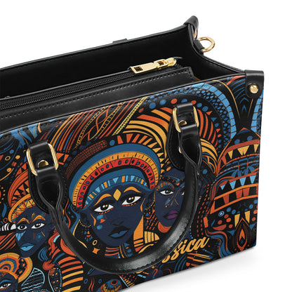 The Origin Black Art - Personalized Leather Handbag With Unique Texture STB16