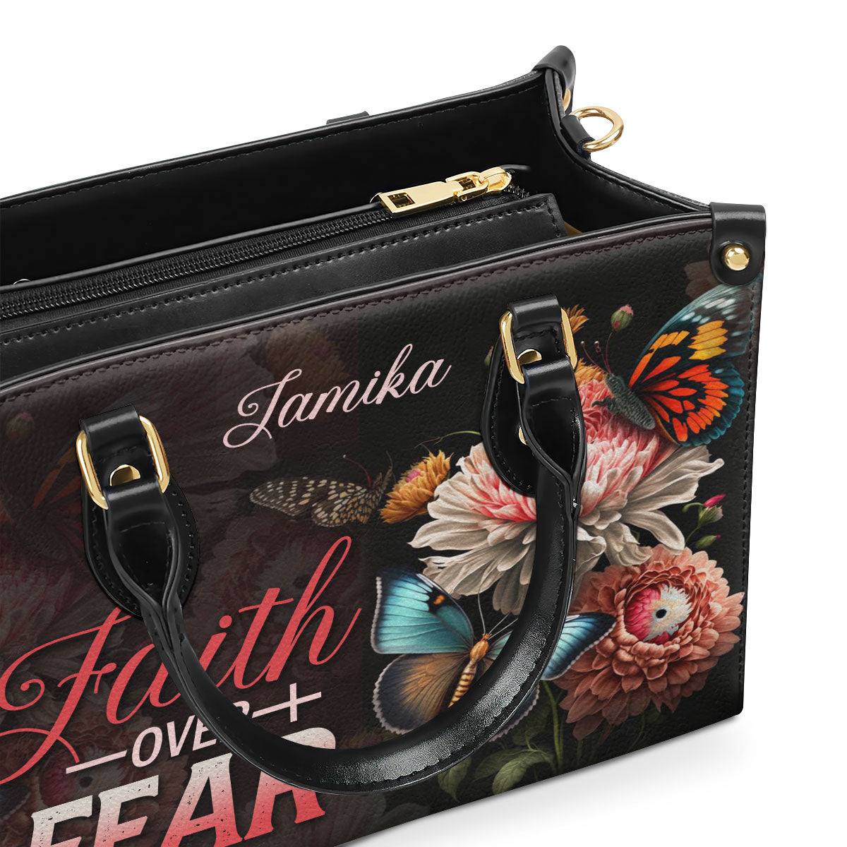 Faith Over Fear - Personalized Leather Handbag STB28