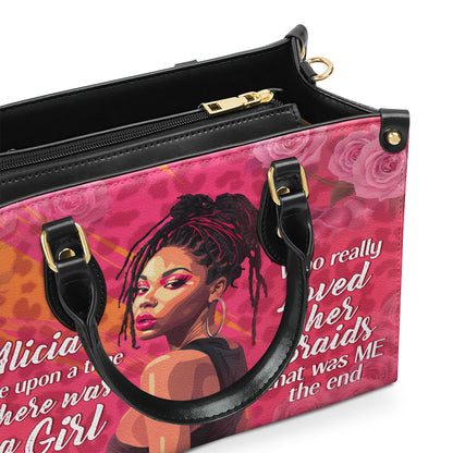 Loved Her Braids - Personalized Purple Leather Handbag STB60