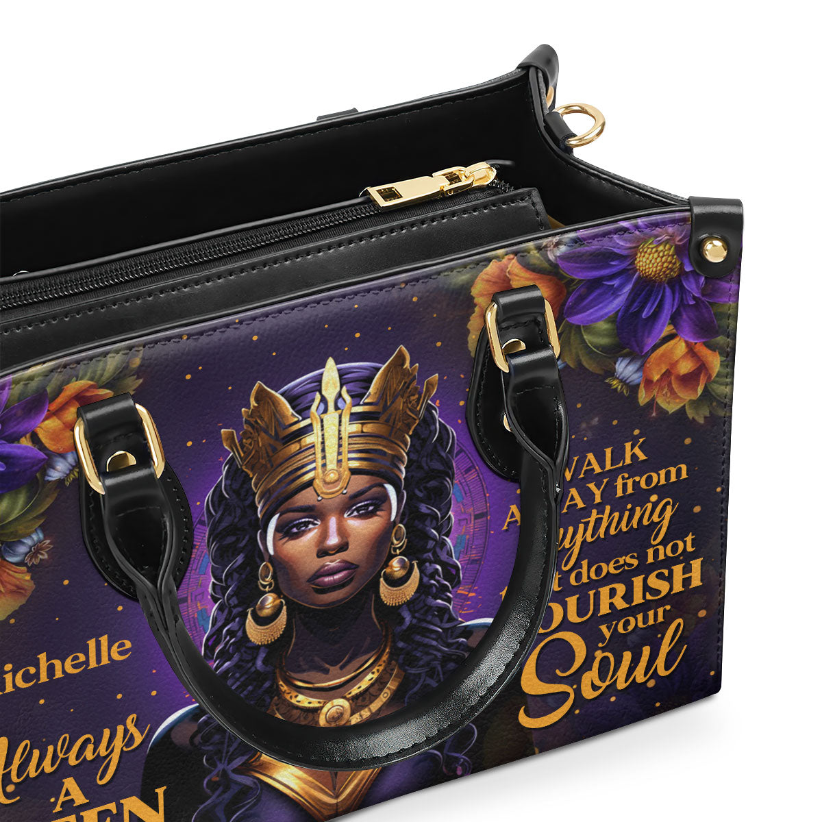 Always A Queen - Personalized Purple Leather Handbag STB68