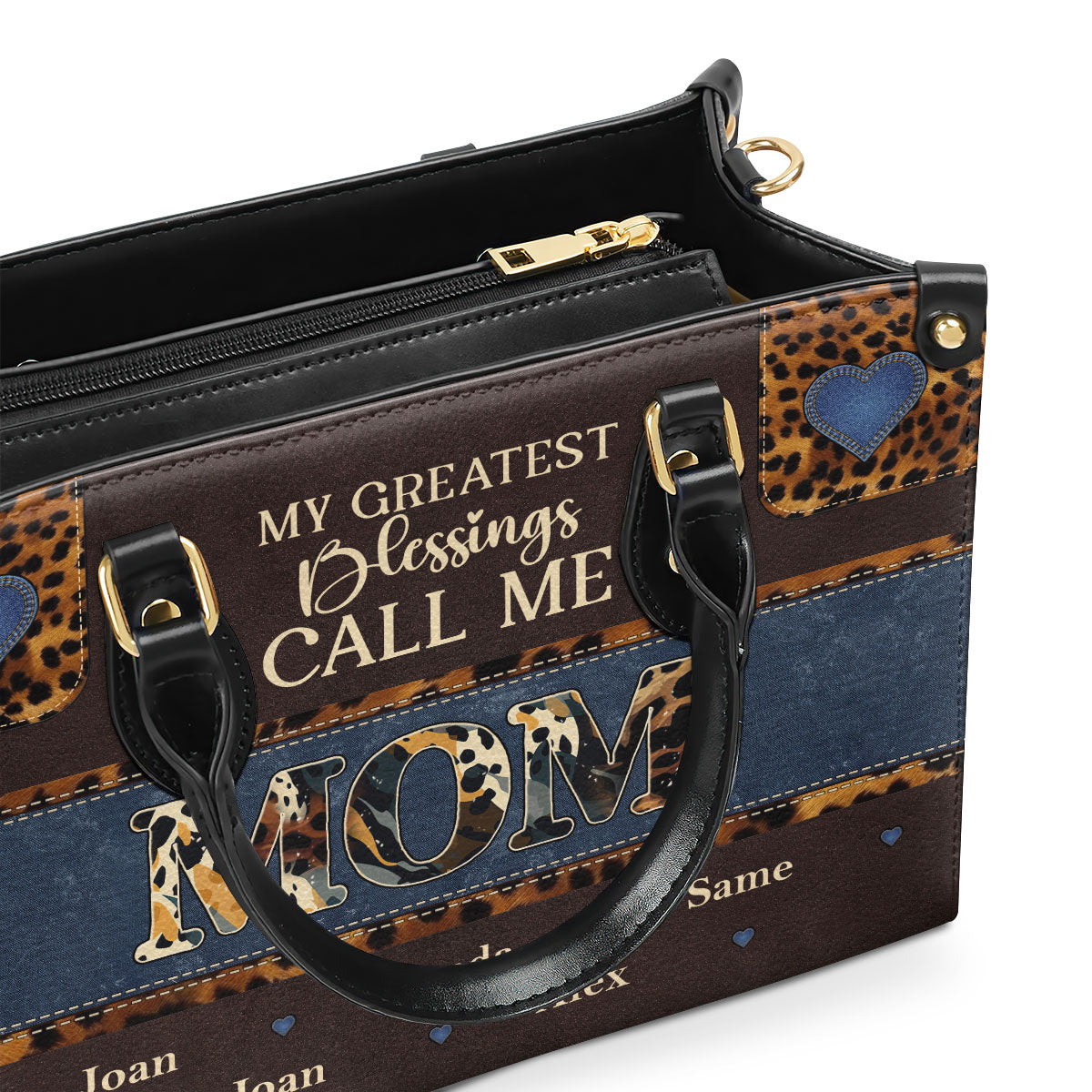 My Greatest Blessings Call Me Mom - Personalized Leather Handbag MB75A