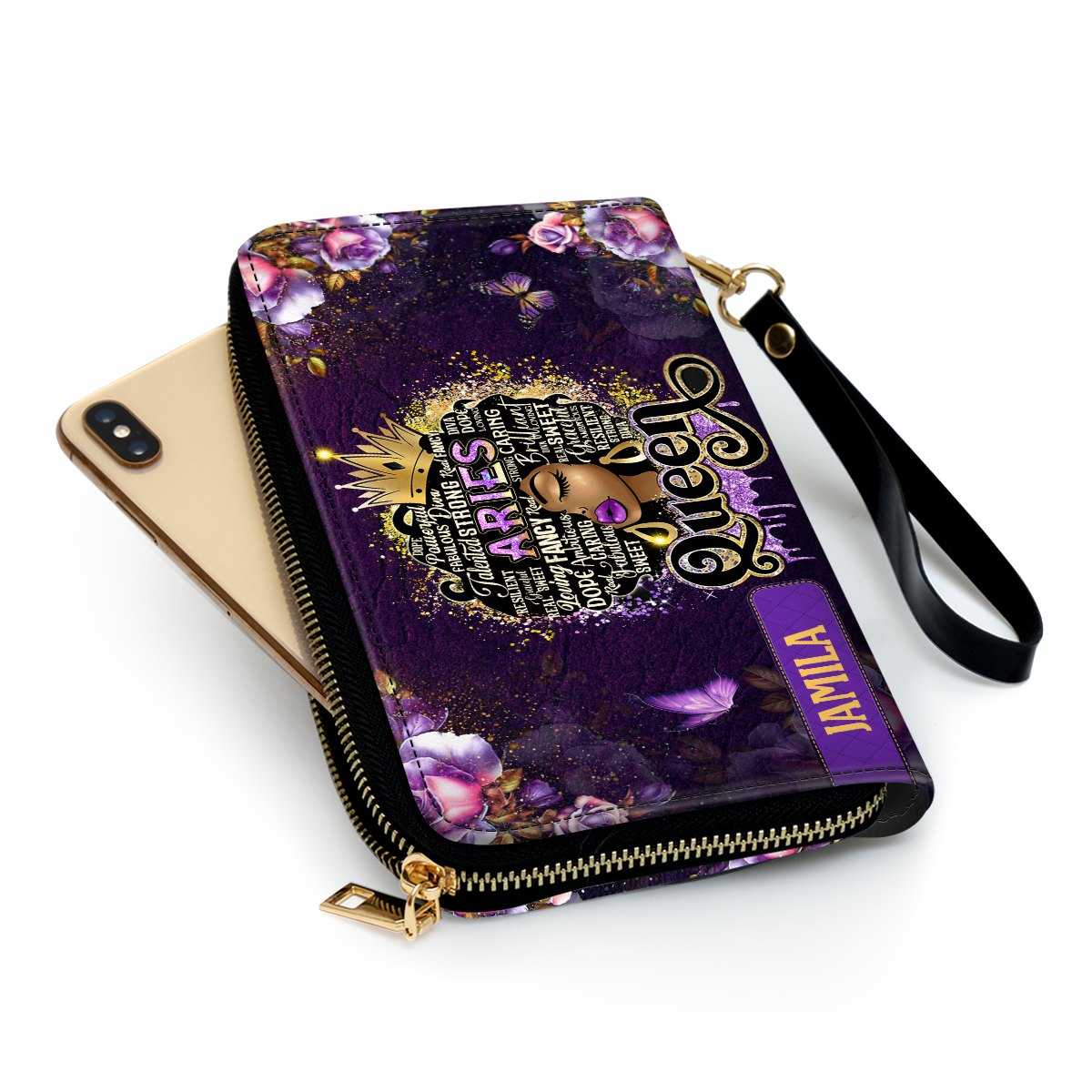 Zodiac Queen - Personalized Leather Clutch Purse