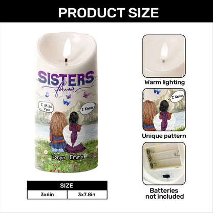 Sisters Forever Our Souls Will Always Be Connected - Personalized Flameless LED Candle