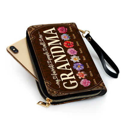 Blessed To Be Called Grandma - Personalized Leather Clutch Purse SBCPLTU2571D