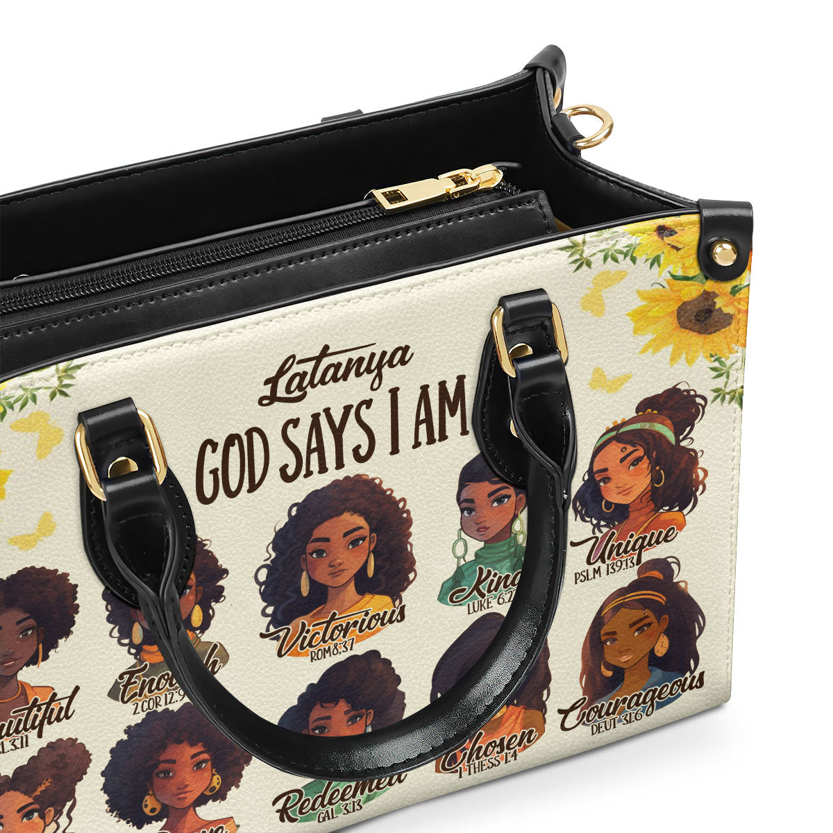 God Says I Am - Personalized Leather Handbag STB182