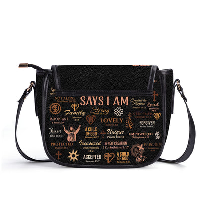 God Says I Am- Personalized Leather Saddle Cross Body Bag MB21