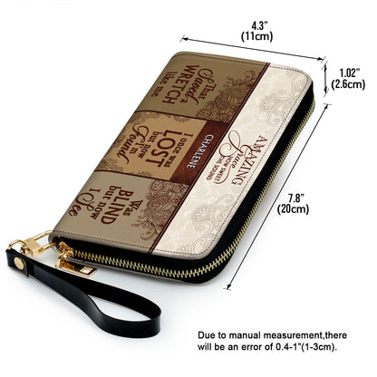 Amazing Grace - Personalized Leather Clutch Purse MB49