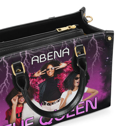 The Queen Vintage Style - Personalized Leather Handbag SBLHBNUM883M