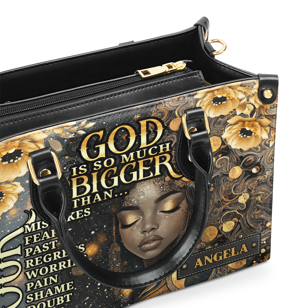 God Is So Much Bigger Than - Personalized Leather Handbag SBLHBLM2450M