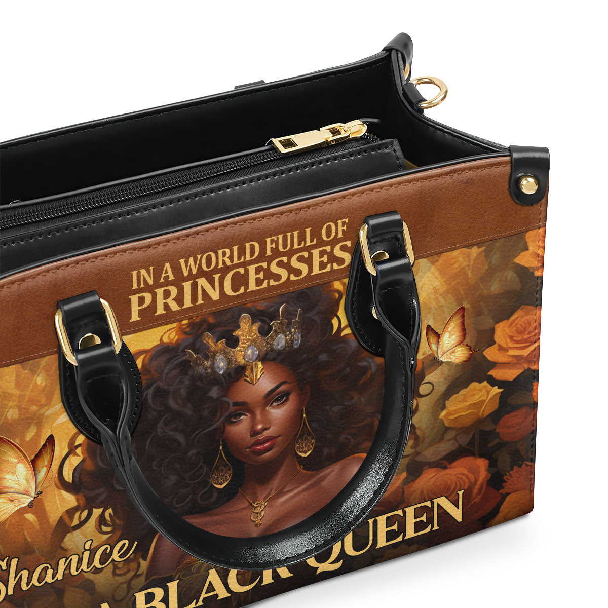 In A World Full Of Princesses, Be A Black Queen - Personalized Leather Handbag STB161