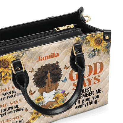 God Says Just Remember Me - Personalized Leather Handbag SBLHBLM1402TA