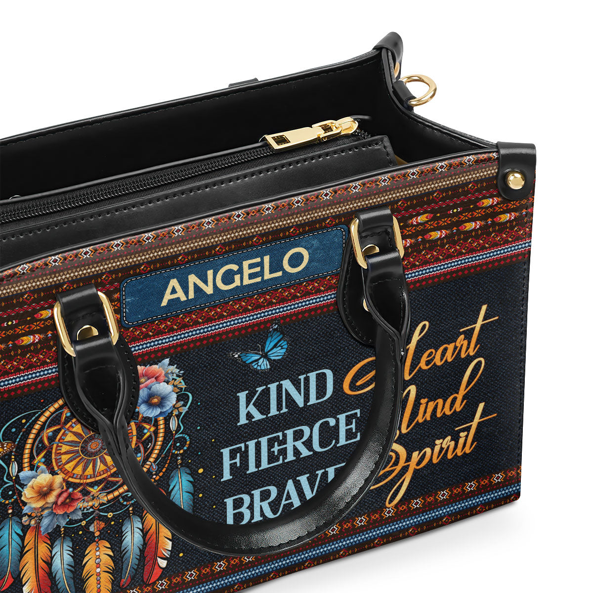 Kind Heart Fierce Mind Brave Spirit - Personalized Leather Handbag MB97