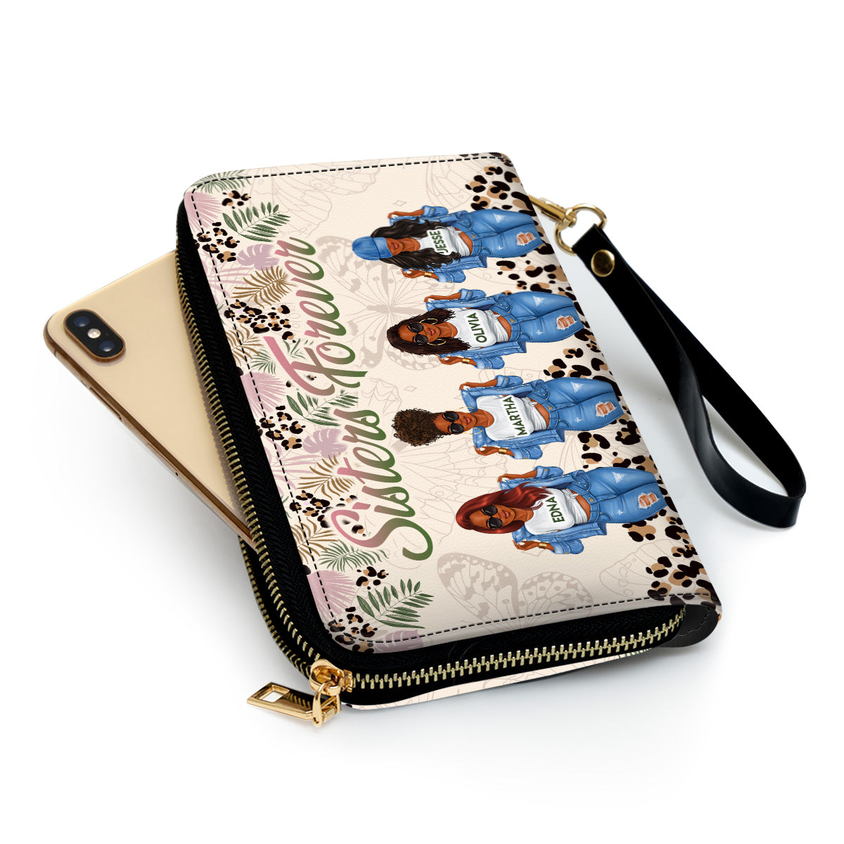 Soul Sisters - Personalized Leather Clutch Purse