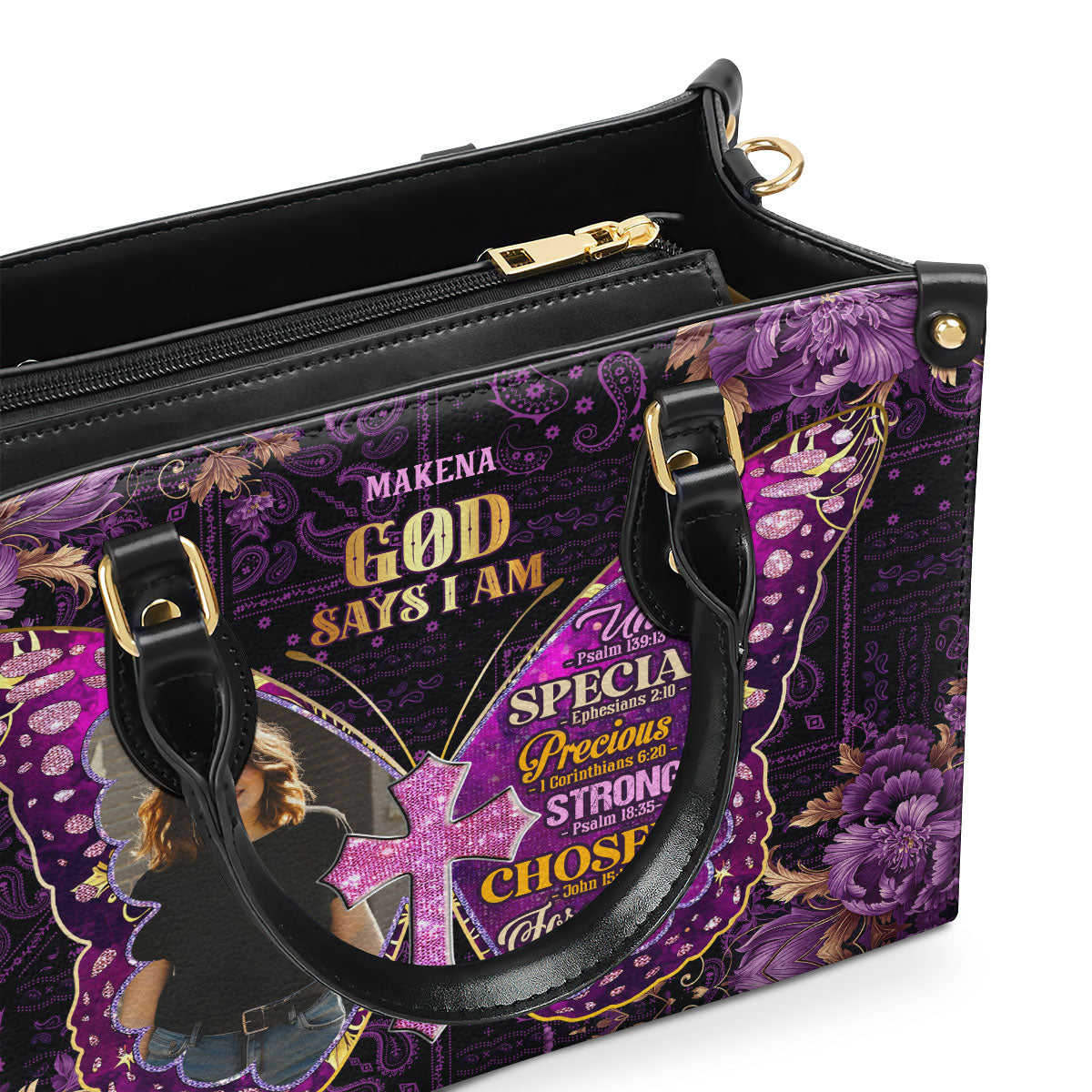 God Says I Am - Personalized Leather Handbag SBLHBLM1006TA