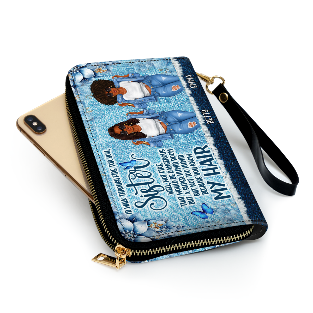 I Would Walk Through Fire For You Sister - Personalized Leather Clutch Purse SBCPLM2674T