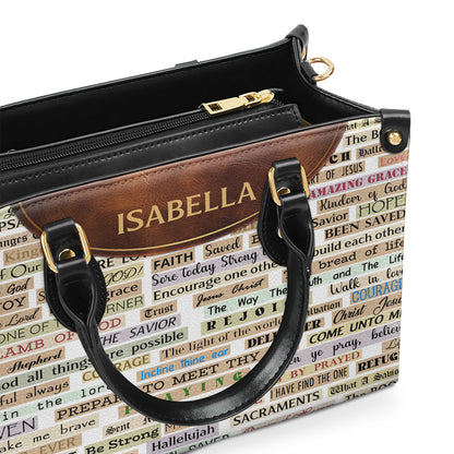 Faith Text - Personalized Leather Hand Bag SBLHBPT771T