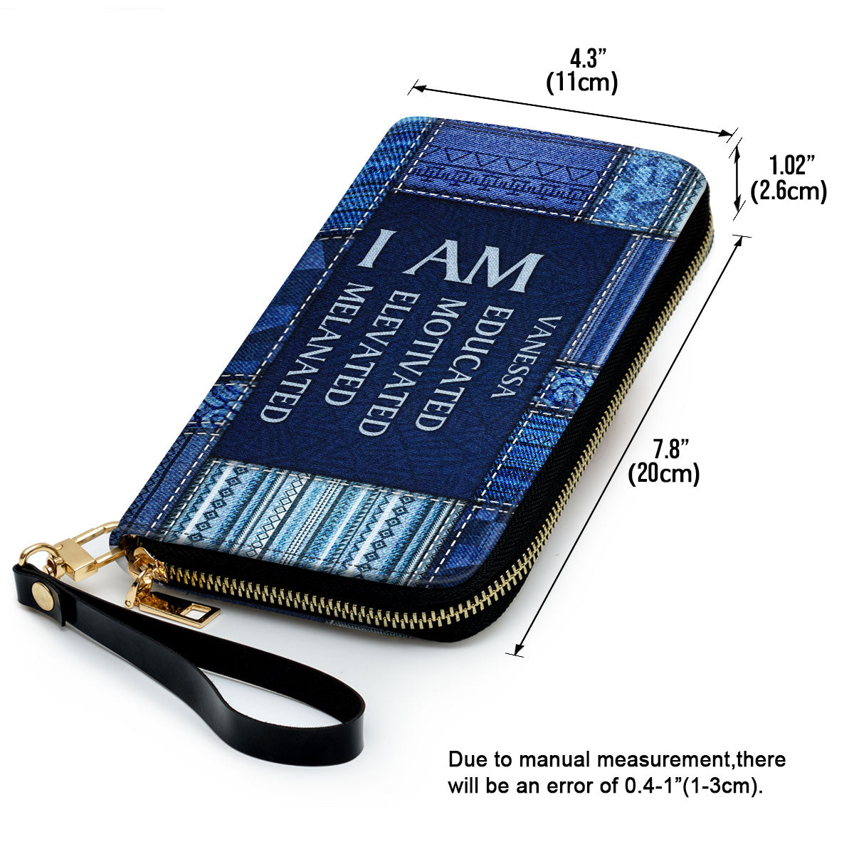 I Am - Jean Personalized Leather Clutch Purse SB28