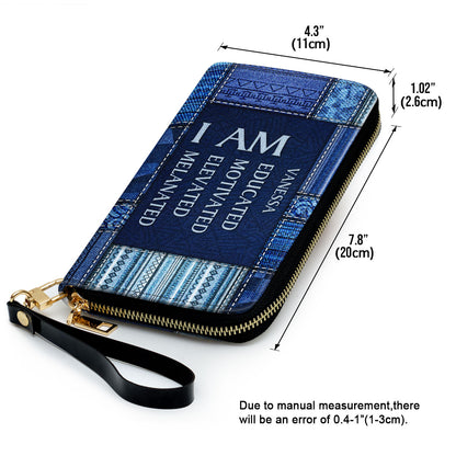 I Am - Jean Personalized Leather Clutch Purse SB28