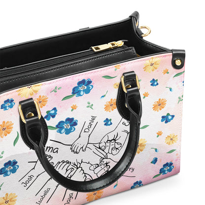 Nana Flower Hands - Personalized Leather Handbag