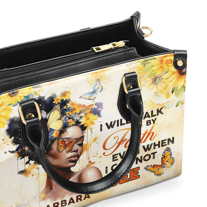 I Will Walk By Faith - Personalized Leather Handbag SBLHBLTU2799L