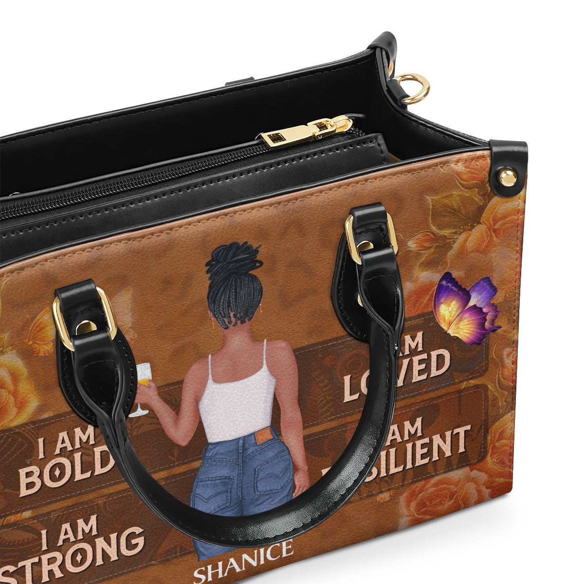 I Am BOLD - Personalized Leather Handbag STB42