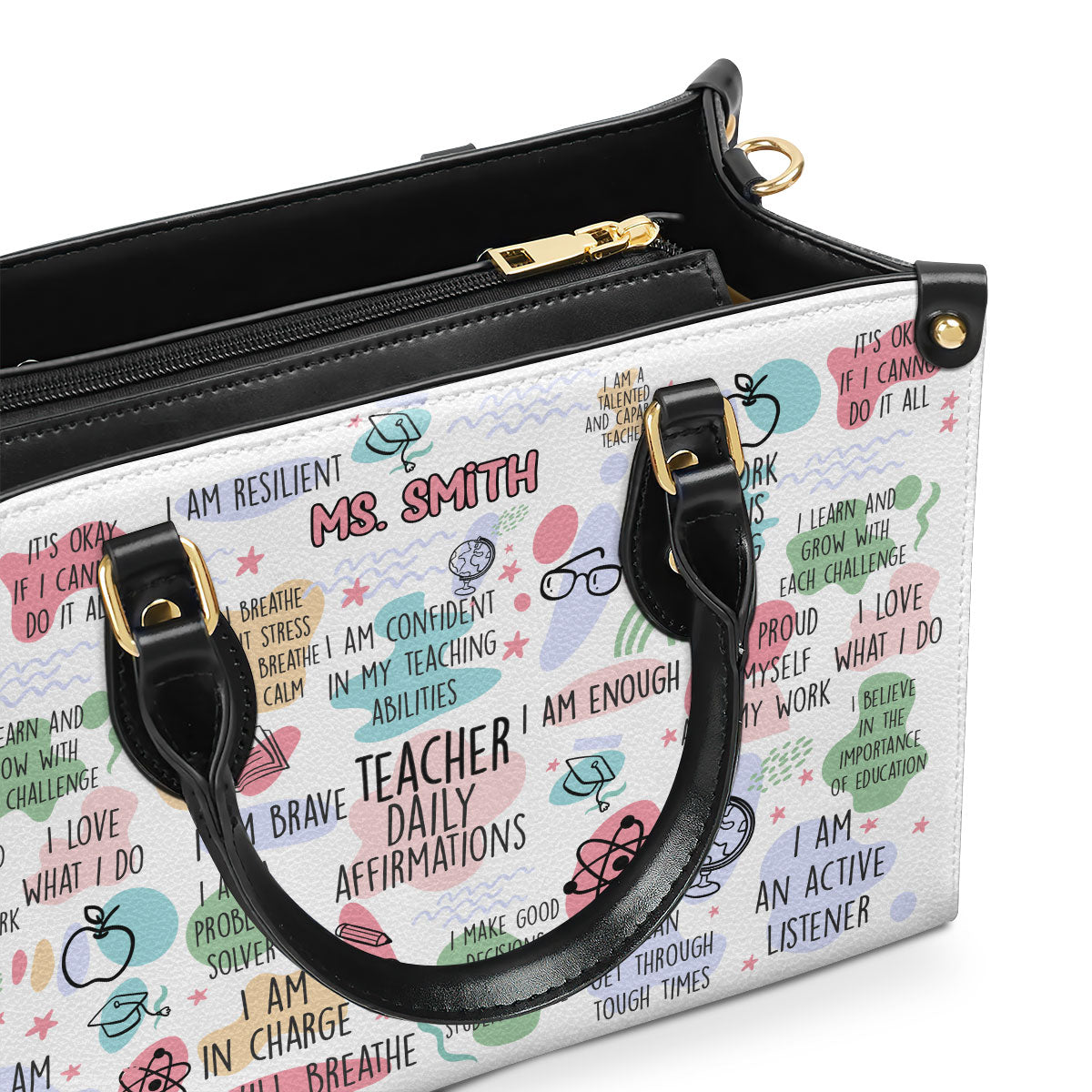 Teacher Daily Affirmations - Personalized Leather Handbag SBLHBLM999L