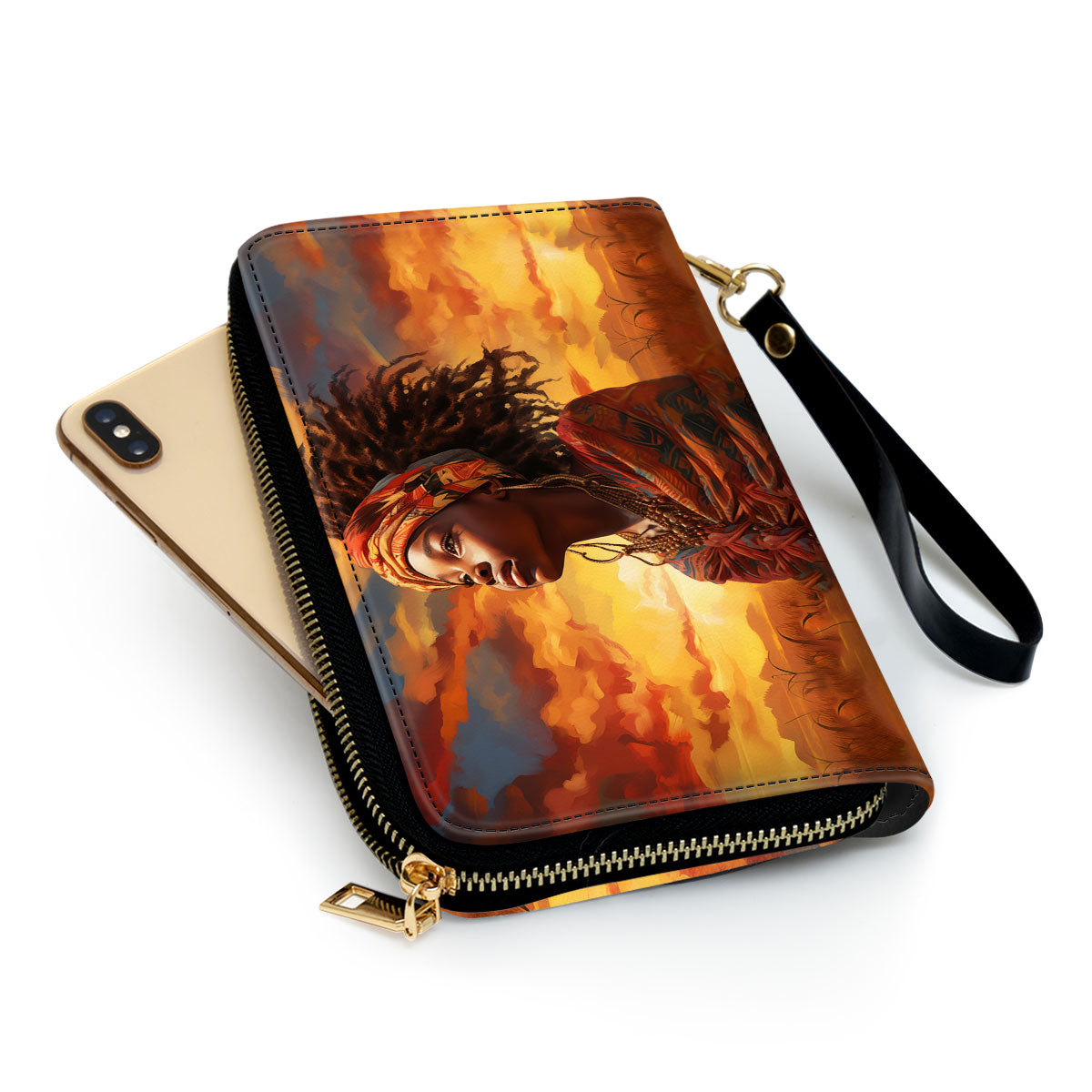 AfroArt "Dreaming" -  Leather Clutch Purse MB68