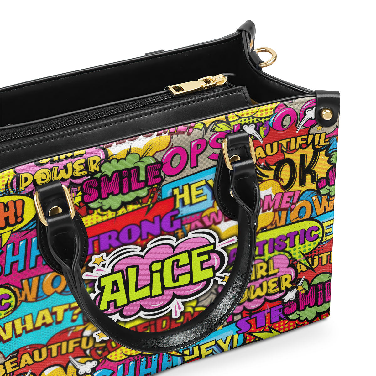 Girl Power Pop Art Style - Personalized Leather Hand Bag SBLHBPT793T