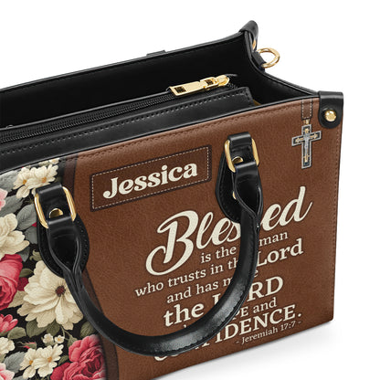 Blessed Is The Woman Who Trusts In The Lord - Personalized Leather Handbag SBLHBMTN1860L