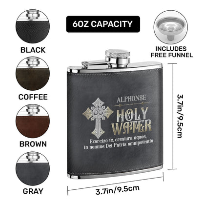 Holy Water - Personalized Leather Flask SBLFLALM2163TA