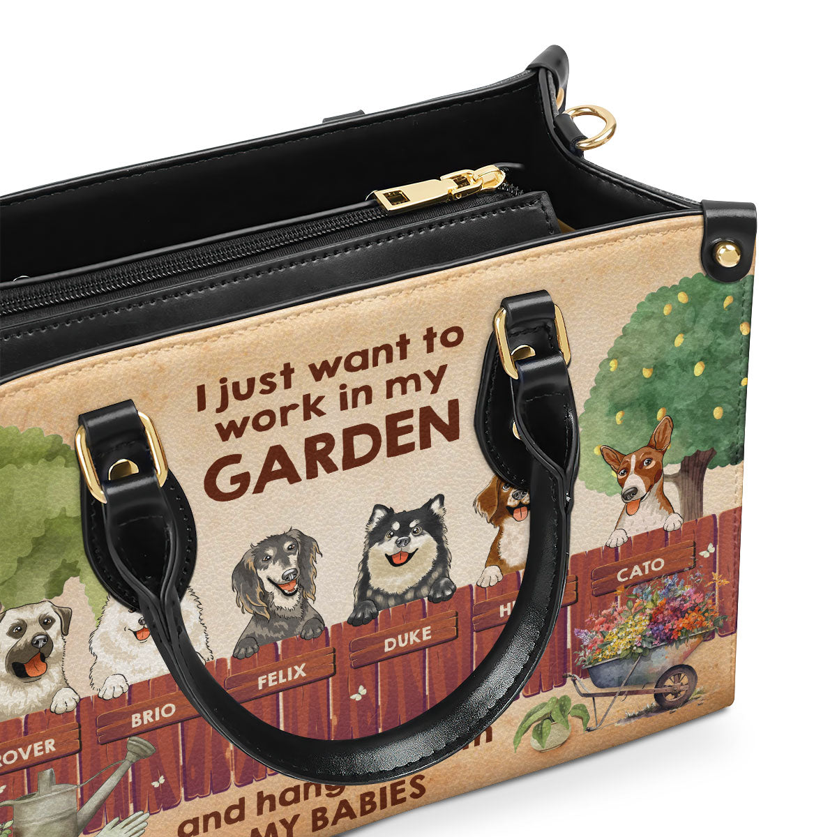 I Just Want To Work In My Garden And Hangout With My Babies - Personalized Leather Handbag STB184