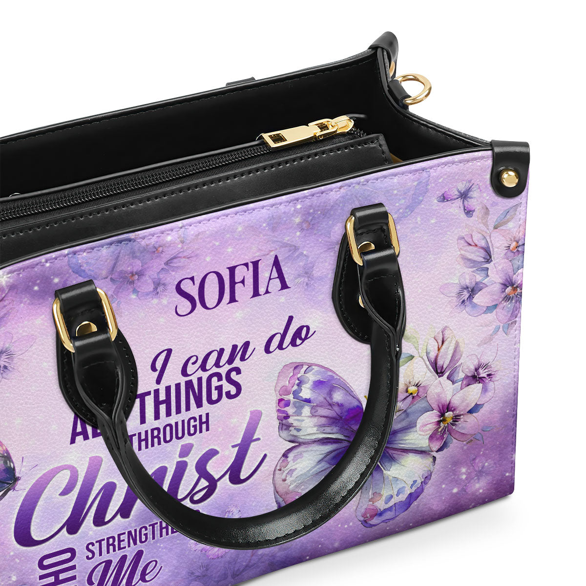 I Can Do All Things Through Christ Who Strengthens Me - Personalized Leather Handbag SBLHBTN01