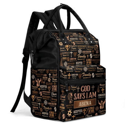 God Says I Am - Personalized Duckbilled Backpack SBDBPNUM878D