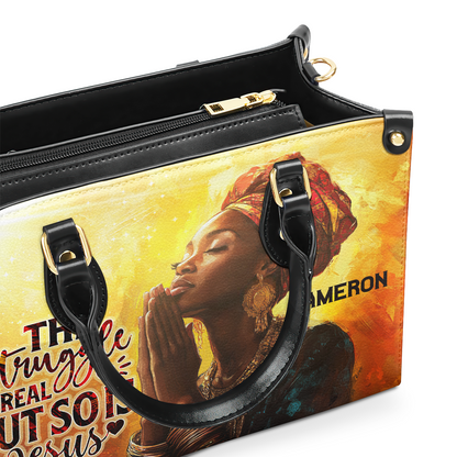 The Struggle Is Real But So Is Jesus - Personalized Leather Handbag SBLHBLM2453T