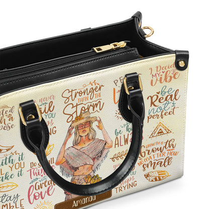 Stronger Than The Storm - Personalized Leather Handbag SBHN14