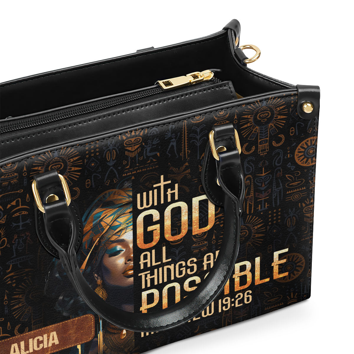 With God All Things Are Possible - Personalized Leather Handbag SBLHBLM1095TA